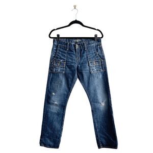 Lucky Brand Women's Distressed Denim Porkchop Ankle Crop Jeans Blue Size 4